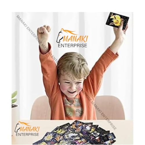Image of MANAKI ENTERPRISE 55 PCS Black Foil Card Assorted Cards TCG Deck Box - V Series Cards Vmax GX Rare Golden Cards and Common-Rare Mystery Card (Black)