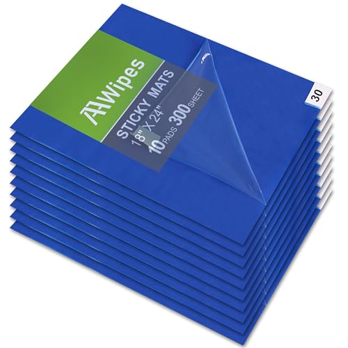 AAwipes Sticky Mat 18" x 24" 10 Packs, 30 Sheets/Packs, 300 Sheets Total Blue Tacky Pads for Cleanroom Laboratory Hospital Construction Pets