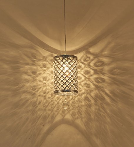 Surpars House Plug In Pendant Light Silver Crystal Chandelier With 14.8' Cord And On/Off Switch In Line #TOP1