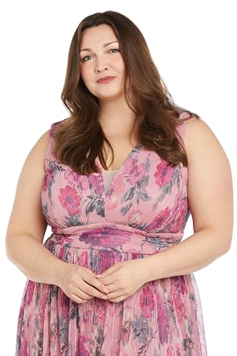 Image of Crinkle Pleated Floral Maxi Dress W /Illusion V-Neck & Side Slit