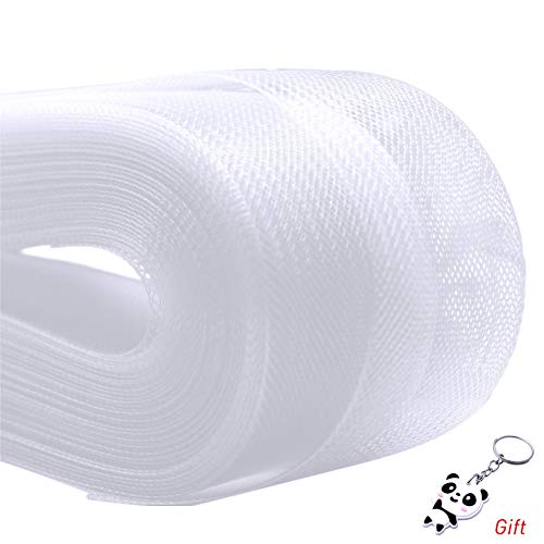 Color Scissor 50 Yards Stiff Polyester White Horsehair Braid Polyester Boning for Sewing Wedding Dress and Formal Gowns, 2 inch Width