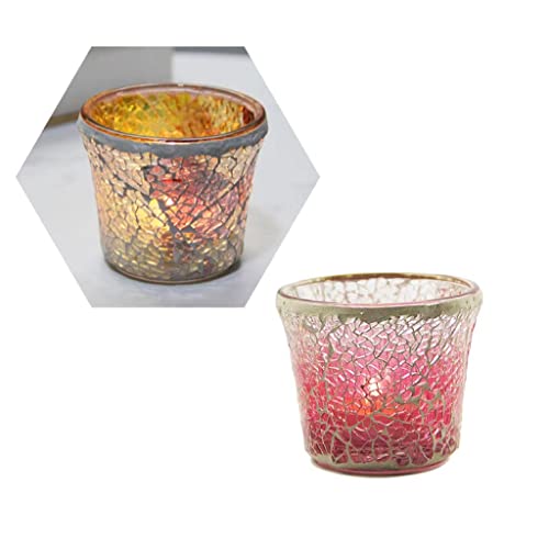 Colored Bell Mouth Hand Pasted Mosaic Candle Cups 2 pc