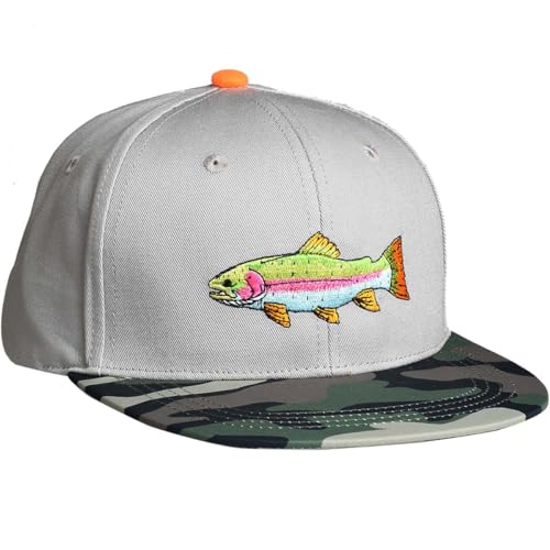 Image of EDTREK Performance Outdoorsman Snapback Truck Hat with Flat Brim - Unique Animal Embroidery