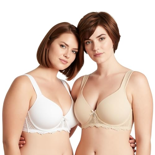 Soutien-gorge légèrement rembourré à armatures en dentelle avec larges bretelles