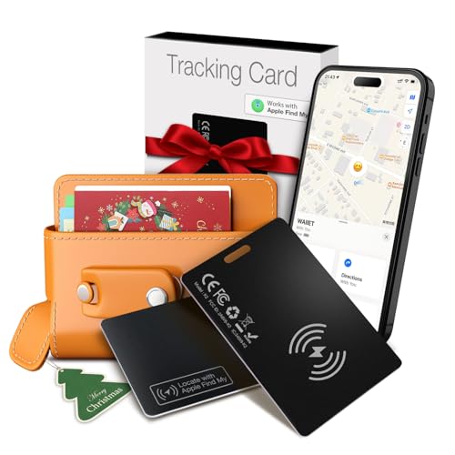 Apple MFi Certified Airtag Wallet Tracker Card 0.06in Slim 1 Pack- Christmas Stocking Stuffers for Men Women Gifts, Rechargeable Bluetooth Smart Tracking Tags, Works with Apple Find My (iOS Only)