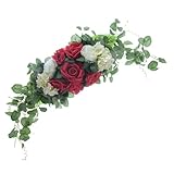 手作りの結婚式の花輪の特徴緑と人工バラの壁春の装飾のためのロマンスの花の装飾