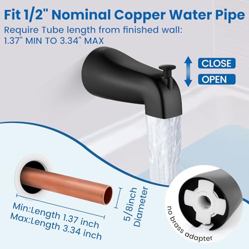 Juego de grifo para ducha Airuida en acabado negro mate con válvula para bañera y ducha | Manija única cuadrada, válvula de empotrar, grifo para bañera miniatura 4