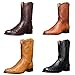QKLMWES Unisex Ostrich Leather Pull-On Western Cowboy Boots Fashionable Pointed Toe Block Heel Comfortable Non-Slip Warm Mid-Tube Casual Boots For Daily Party Activities Outdoor