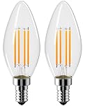 Vanke E14 LED Light Bulb Warm White 2700K, D Energy Class, 4W (40w Equivalent), 600 Lumen SES Small Edison Screw Bulbs, Non-Dimmable, 2-Pack