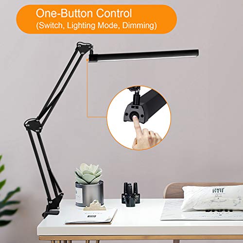 YOUKOYI Schreibtischlampe LED Schwenkarm Architektenlampe Dimmbar Metall Tischlampe, Augenschutz Schreibtischlampen… – Bild 4