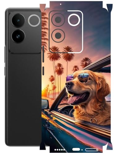 Image of AtOdds - Full Body Back Screen Guard Protector Film - Lamination Wrap Skin Sticker Compatible with IQOO Z7 PRO (5G) | Scratchproof Matte Finish (Happy Doggo)