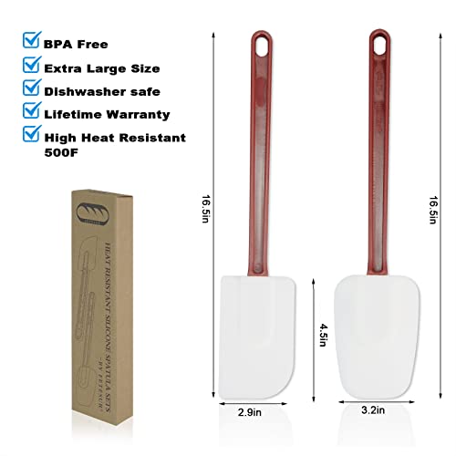 High Heat Resistant Silicone Scraper Spoon Commercial Spatula For Cooking, Rubber Spatula Set Of 2, (16.5'') #TOP1