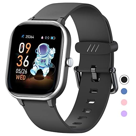 HENGTO Fitness Tracker Watch for Kids, IP68 Waterproof Kids Smart Watch with 1.4" DIY Watch Face 19 Sport Modes, Pedometers, Sleep Mode, Great Gift for Boys Girls Teens 6-16(Black)