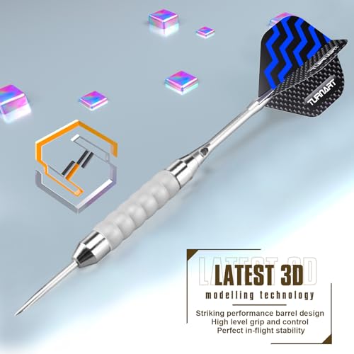 Turnart Dartpfeile mit Metallspitze, 12 Stück Profi Steeldarts mit Dart Case
