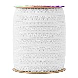 Mandala Crafts Elastic Lace Trim, Stretch Ribbon for Headbands, Lingerie, Garters, Thongs, DIY Crafting and Sewing (1 Inch, 55 Yards, White)