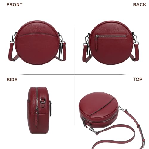 Image of COOLCY Leather Crossbody Bags,Circle Purse Shoulder Bag, Fashion Round Handbag for Travel,Valentine's Gift for Women