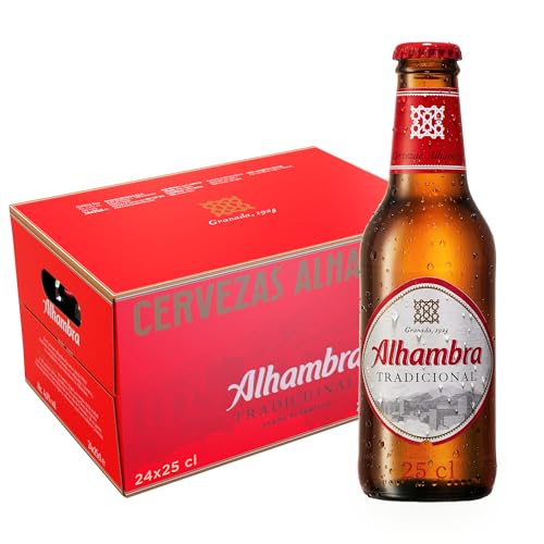 Alhambra Tradicional, Pack de 24 Botellas x 25cl, Cerveza Lager Suave y Amargor Bajo, 4.6% Alcohol