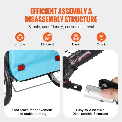 Vevor BIKE TRAILER 60 LBS LOAD Bike Trailer For Toddlers, Kids, 60 Lbs Load, Tow Behind Foldable Child Bicycle Trailer With Universal Bicycle Coupler, Canopy Carrier thumb #4