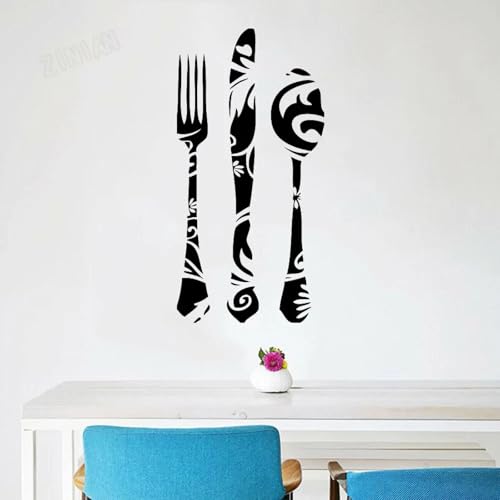YUSENHUA Stickers muraux en PVC autocollants cuillère, couteau et fourchette stickers muraux couverts de cuisine stickers muraux décoration de restaurant stickers de restaurant