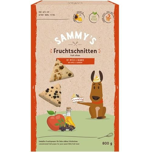 Sammy´s Fruchtschnitten vegetarische Hundesnacks 4 x 800 g | Kausnacks mit Äpfel & Holunder, Sonnenblumenöl, für ausgewachsene Hunde, Made in Germany