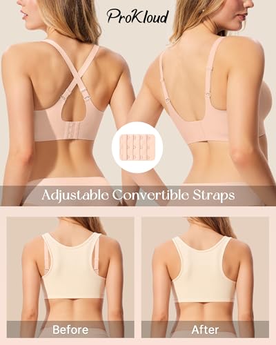 Image of ProKloud Bras for Women No Underwire Wireless Jelly Bras Full Coverage Seamless Push Up Bralettes Support Tshirt Bra