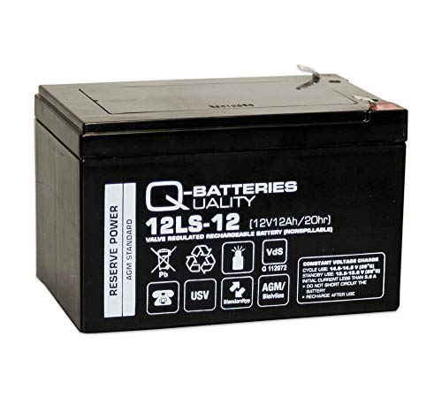 Q-Batteries 12LS-12 F2 12V 12Ah Blei-Vlies-Akku/AGM VRLA con VDS Cover