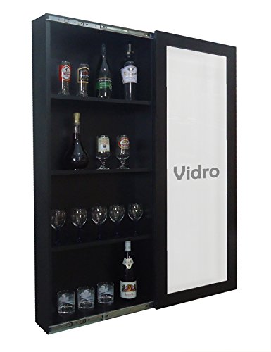 Bar Adega para Vinhos e Bebidas Cristaleira Suspenso de Parede para Sala Estar ou Jantar Preto