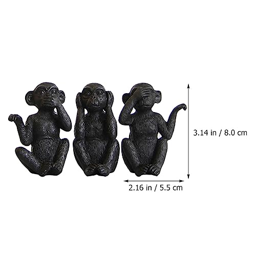 Set de 3 estatuas de mono de resina decorativas miniatura 7