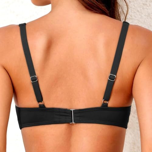 KOEMCY Bikini Oberteil Damen Sexy Bikini mit Knoten BH-Pads Bikini Top Verstellbar Swimsuits Top Bademode Vacation（M）