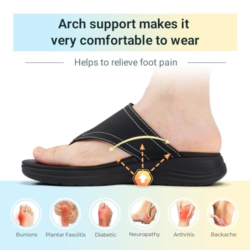 FitVille Wide Flip Flops for Women with Arch Support Wide Width Flip Flops for Women Beach Non Slip3