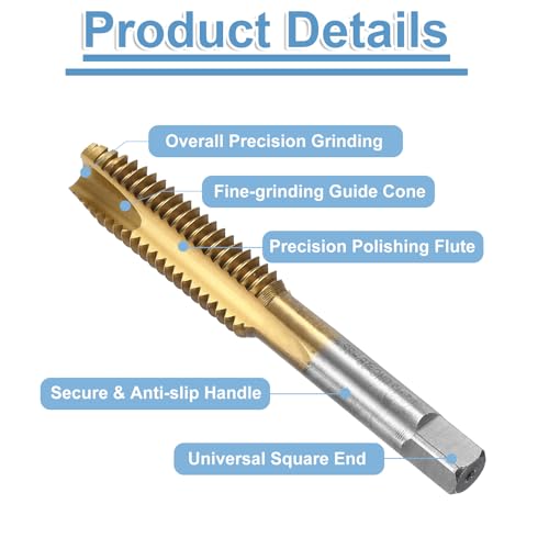 QUARKZMAN 4 Stück Maschine Gewindebohrer Spitze 1/2-13 UNC Spitzengewindeschneider HSS6542 Universelle und Hochwertige Gewindebohrer Titanbeschichtete Oberfläche