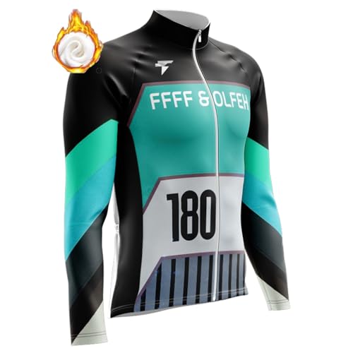 Hombre,Manga Larga Transpirable Maillot Bicicleta Hombre Maillot Ciclismo con Mangas Largas con Bolsillos como Camiseta Interior en Invierno,Manténgase abrigado en Invierno (13,4XL)