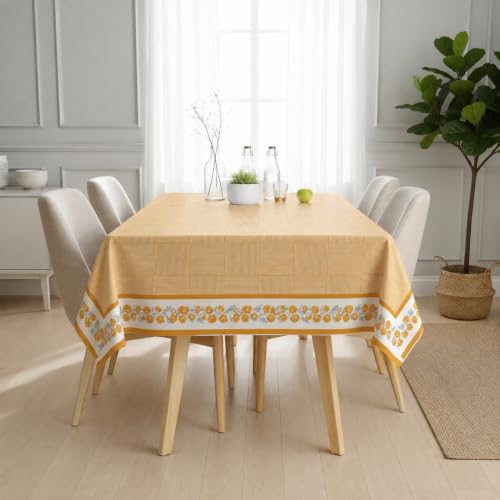 Image of STITCHNEST Cotton Slub Table Cover for 6 Seater Dining Table|54 x 78 Inches, Digitally Printed|Durable, Washable & Fade-Resistant Fabric