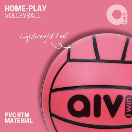 Image of Aivin Home-Play Volleyball | Grooved Grip PVC Surface | All-Surface Play | Balanced Flight & Consistent Bounce | Indoor & Outdoor Use (Neon Pink, 1)