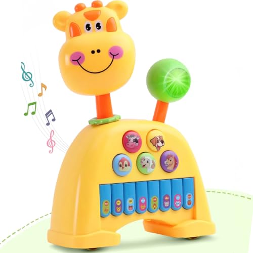 Image of Storio Musical Light & Sound Giraffe Piano with 5 Modes of Animal Sound (Colour May Vary)| Soothing Melodies| Interactive Modes| Spinning Wheel| Ideal Gifting Option