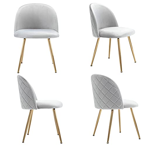 Wahson Set Of 2 Velvet Dining Room Chairs, Velvet Fabric Upholstered Hostess Dining Chairs, Side Chairs, With Golden Chrome Legs, Grey #TOP5