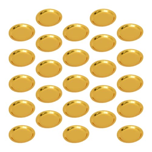 LAPYAPPE Redondos Dorados 25 Platos de Papel para Cumpleaños Desechables y, para Tartas y Fiestas