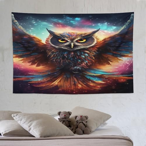 Tapisserie murale chouette grande taille tenture polyester drap de decoration chambre