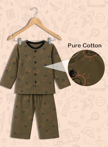 Image of 3BROS Cotton Bodysuit Dress with Full Pajama and Full Sleeves Night Suit Top Combo Set for Boys & Girls Baby Home Wear and Sleepwear Pack of 1