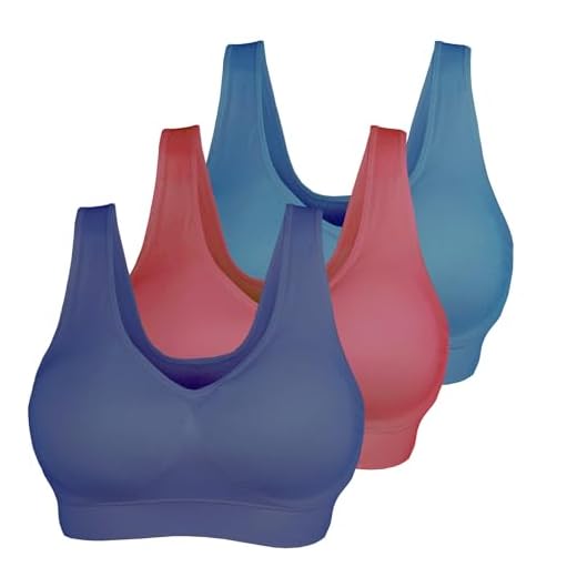 Cabales Women's 3-Pack Seamless Wireless Sports Bra with Removable Pads,Navy/Blue/Wine,XXX-Large