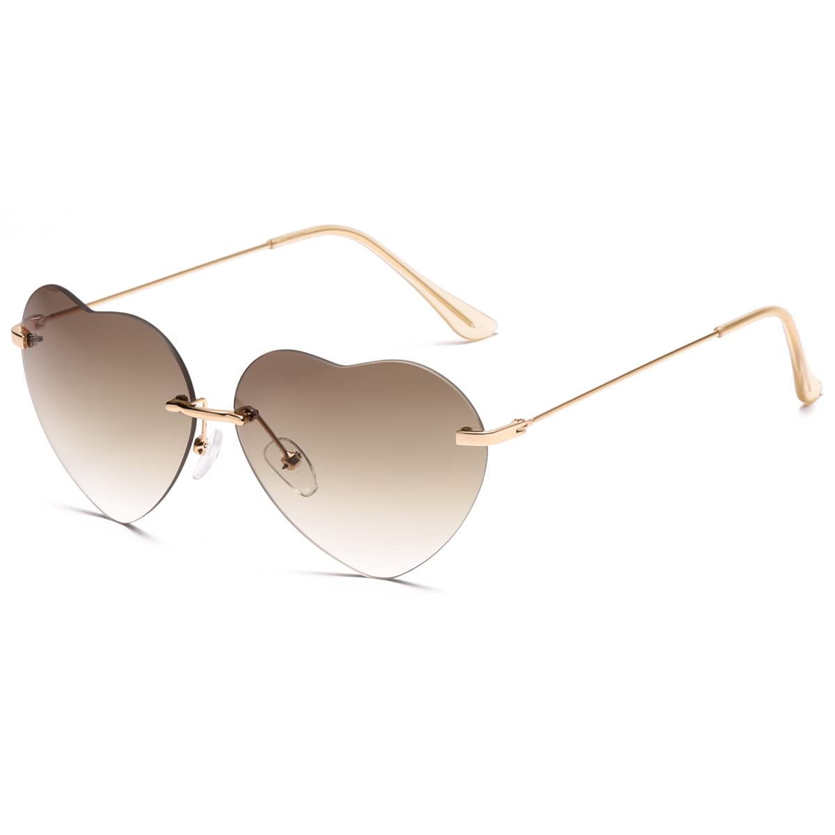 Dollger Heart Sunglasses Thin Metal Frame Lovely Heart Style for Women