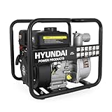 HYUNDAI Benzin Wasserpumpe GWP57643 – 5.0 PS, 4-Takt Motorpumpe, 30.000 l/h Förderleistung, 23 m Förderhöhe, mobile Gartenpumpe, Teichpumpe für Entwässerung & Bewässerung