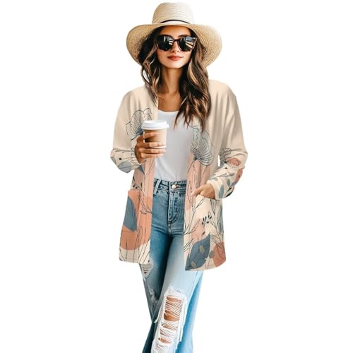 Image of Women's Open Front Cardigan Long Sleeve Loose Sweater Lightweight Soft Cardigan Jackets