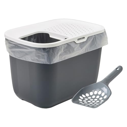 Combo of Savic Hop in Modern Cat Litter Tray, Cat Litter Box, Anthracite (58 x 38 x 38cm), Training Aid, Odor Reduction and Savic Macro Cat Litter Scoop, Plastic (Color May Vary) (B0D31RX1PT) Amazon Price History, Amazon Price Tracker