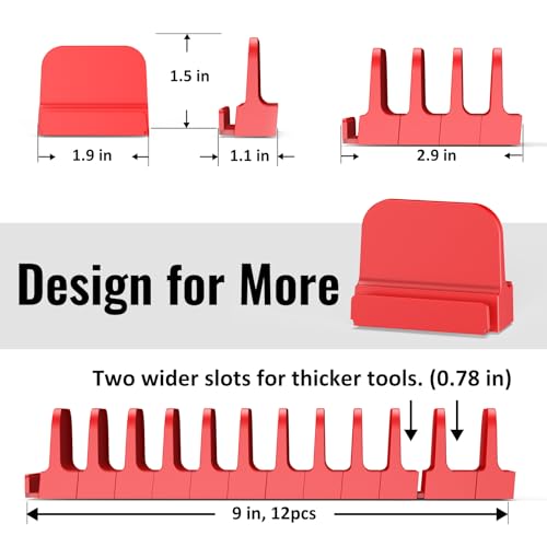 Image of DEHOYI 24 pcs Modular Magnetic Plier Organizers for tool boxes | Modular Plier holder for Mechanics, Technicians & DIY Toolboxes | Space-Saving & Quick-Access (Red)