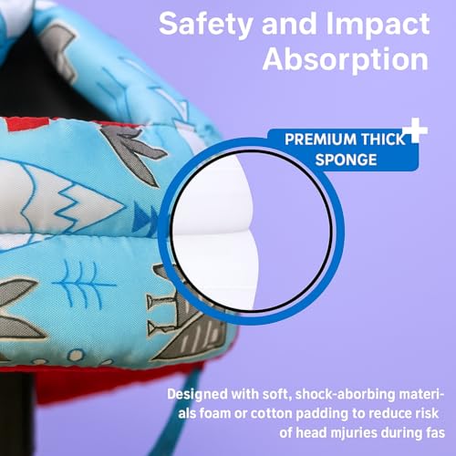 Image of Luem Baby Helmet No Bump Safety Head Cushion Bumper Bonnet Adjustable Protective Cap Child Safety Headguard for Running Walking Crawling Safety Helmet (Blue-Jungle)