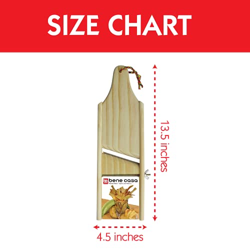 Bene Casa - Natural Wooden Plantain And Fruit/Vegetable Slicer With Adjustable Cutting Blade - Blade Is Removable For Cleaning #TOP5