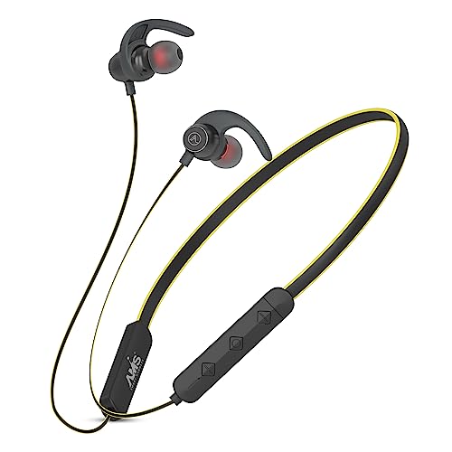 Image of AMS Royal Series Sports Wireless Neckband Earphone with Extra Bass Upto 35 Hours Playtime, Sweat & IPX5 Water Resistance, (NB22, Yellow)