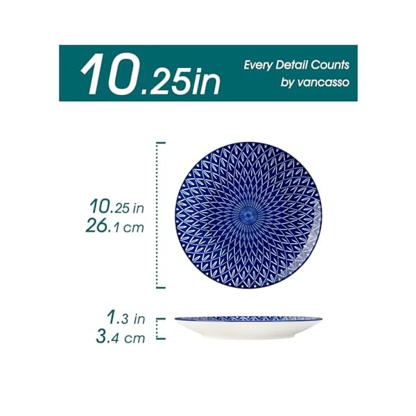   vancasso-Ceramic-Dinner-Plates-Set-of-6-Large-Vintage-Plates-1025-Inch-Plates-Set-of-6-for-Kitchen-Porcelain-Blue-and-White-Plates-for-Kitchen-Microwave-Oven-Dishwasher-Safe-Vintage-Gift-Blue