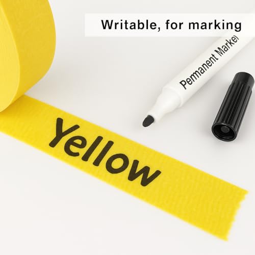 Image of Yellow Painters Tape - Masking Tape 2 Inch Wide (1.88 inch x 90FT) - Multi-Surface, Smart Adhesion, Indoor & Outdoor - 1 Roll Paint Tape for DIY, Labeling, Art, Car (#3910)